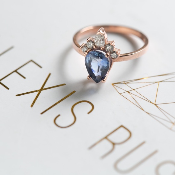 Alexis Russel Wedding Ring: Ethical/Sustainable Rose Gold, Sapphire, Diamonds - Picture 5 of 11